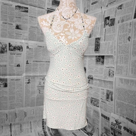 No Boundaries Mini Dress Small White Floral Print Y2K Cottagecore Slip Style - Picture 1 of 5